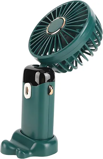 Портативный USB-вентилятор Mini Fan с подставкой для телефона и дисплеем зеленый (979) - фото 2