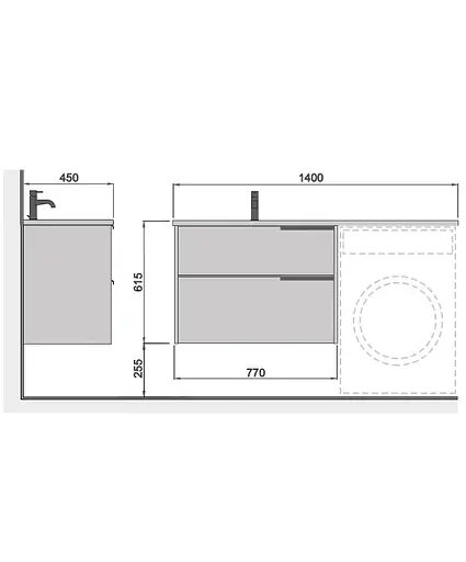 Тумба Мойдодир Grace 80-A Adam 140 L підвісна з крилом над пральною машиною - фото 7