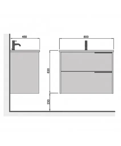 Тумба Мойдодир Grace 80-A з умивальником Su-80 дуб підсмажений - фото 7