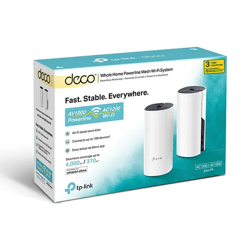 TP-Link Маршрутизатор DECO P9 2PK AC1200+AC1000 2xGE LAN/WAN Powerline MESH - фото 3