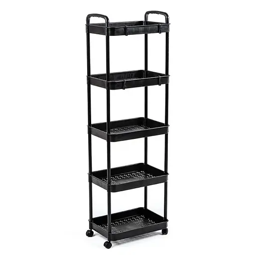Этажерка Wall Sticker SW-00002109 мобильная пятиярусная универсальная пластиковая 41х25х127 см черная - фото 1