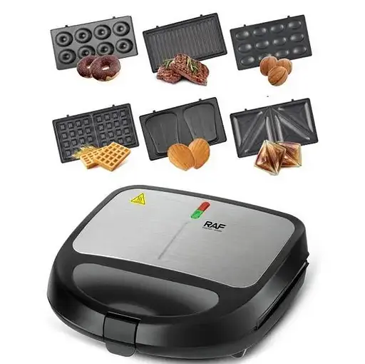 Мультимейкер (мультипекар) RAF R-541 850Вт зі змінними пластинами Сріблястий