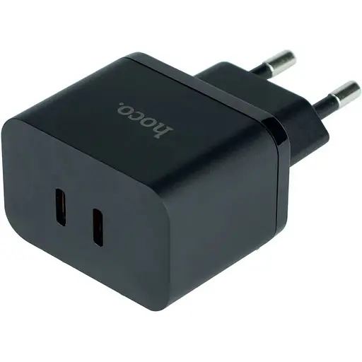Зарядное устройство Hoco N29 Triumph wall charger dual Type C 35W output EU plug Черный - фото 4
