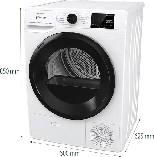Gorenje Сушильна машина тепловий насос, 9кг, A++, 60см, дисплей, 16 програм, Wi-Fi, білий - фото 6