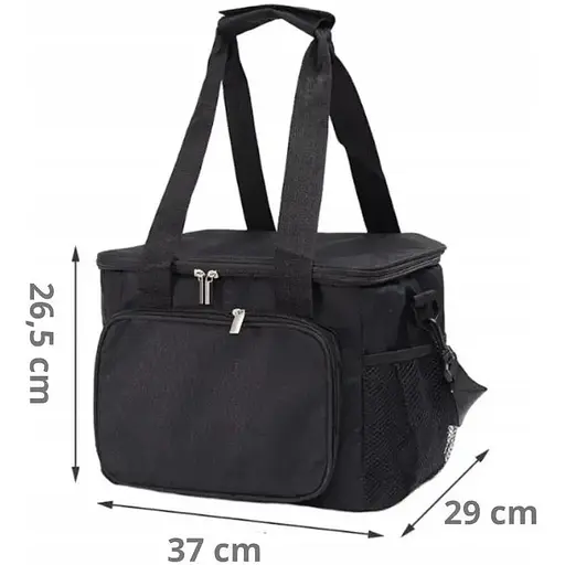 Термосумка-холодильник 18 л для їжі напоїв, пікніка, пляжу водонепроникна, утеплена, чорна - фото 3