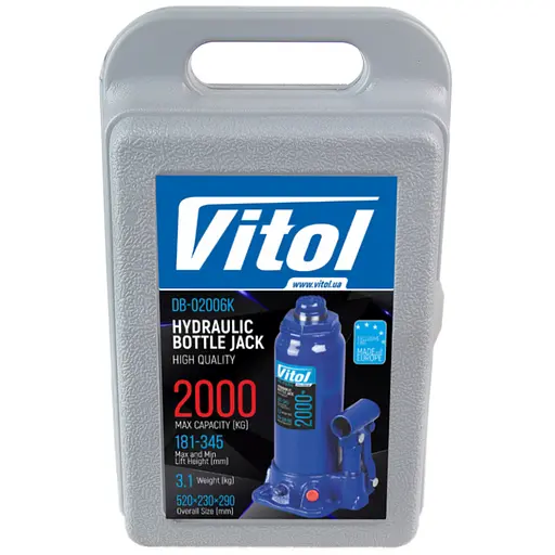 Домкрат гідравлічний телескопічний Vitol 2 т 2.63 кг кейс (DB-02006K) - фото 7