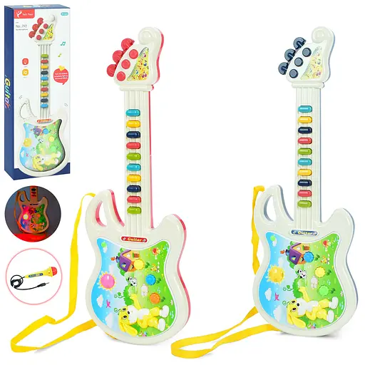 Гитара детская Зайчонок, 793, 45 см, с микрофоном, с музыкальными и световыми эффектами (в ассортименте) - фото 2