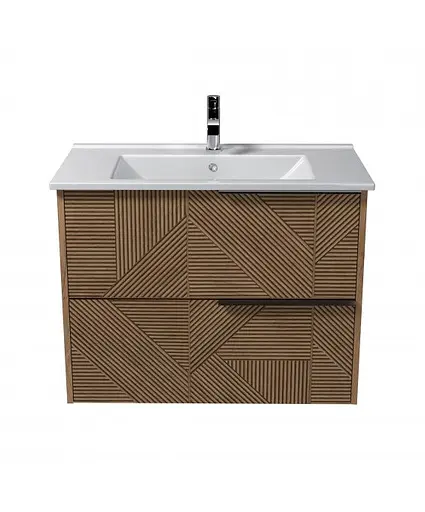 Тумба Мойдодир Cubic 80-A з умивальником Su-80 дуб обпалений - фото 4