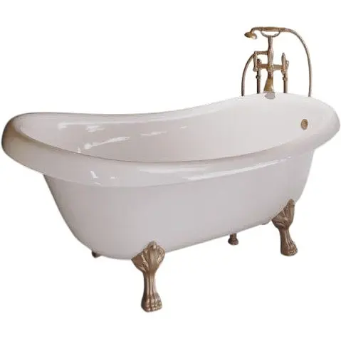 Ванна отдельностоящая глянцевая Amdcon Symphony 167x78 белая из литого камня бронзовые ножки SYMFONYA_167_br_HL Белый - фото 1