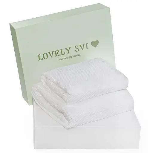 Набір 2 жакардові рушники в коробці Lovely Svi 70 х 140 см і 50 х 90 см Білий (150226)  - фото 1