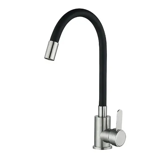 Змішувач для кухні Mixxus з чорним гнучким виливом FAN-011 Refl.Black (MI6105) - фото 1