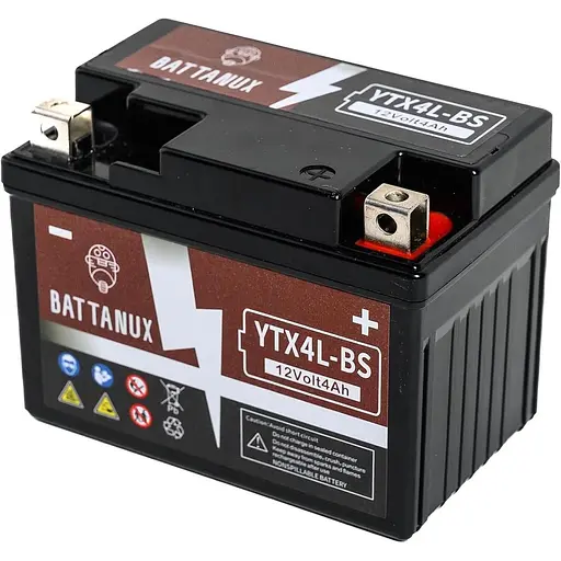 Мотоциклетний акумулятор герметичний Battanux YTX4L-BS SLA/AGM 12V 4Ah ATV/UTV/Snowmoble/Motor
