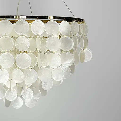 Кругла золота люстра ATHELIA із перламутровими пластинами Ø 45 см | Арт. 1537-450 GD | Line F - фото 3