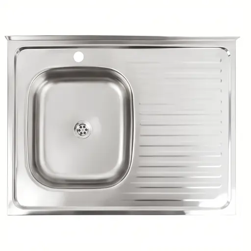 Кухонная мойка из нержавеющей стали Platinum 8060 L (0,4/120 мм), Нержавеющая сталь - фото 1