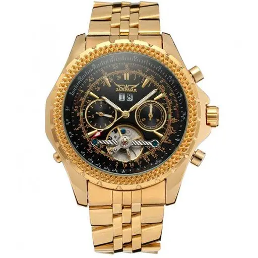 Чоловічий наручний класичний годинник Jaragar Exclusive (Золотистий) - фото 4