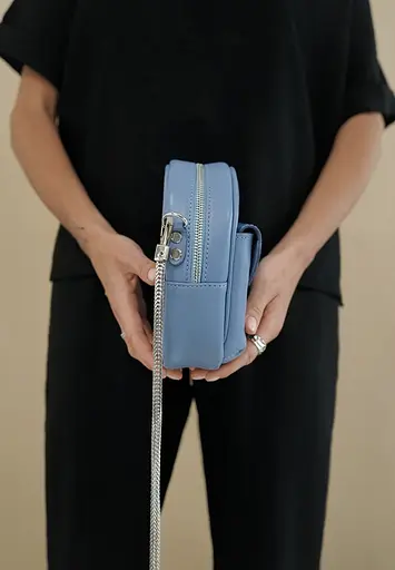 Шкіряна жіноча міні-сумка Kroha блакитний краст - фото 9