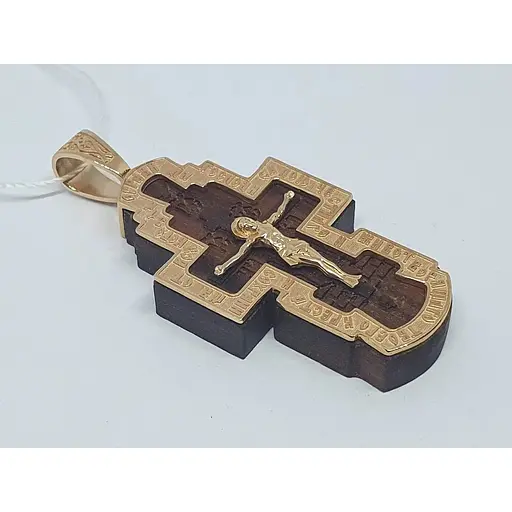 Золотий хрестик Золотий Вік з деревом. Розп'яття Христа. 32080/01/0 - фото 2