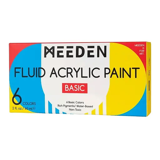 Набір рідких акрилових фарб Fluid Basic 6×60 мл MEEDEN - фото 1