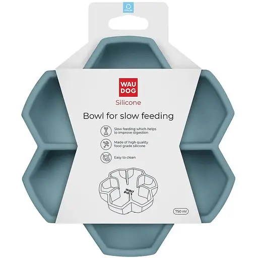 Миска для медленного питания Waudog Silicone 750 мл серый