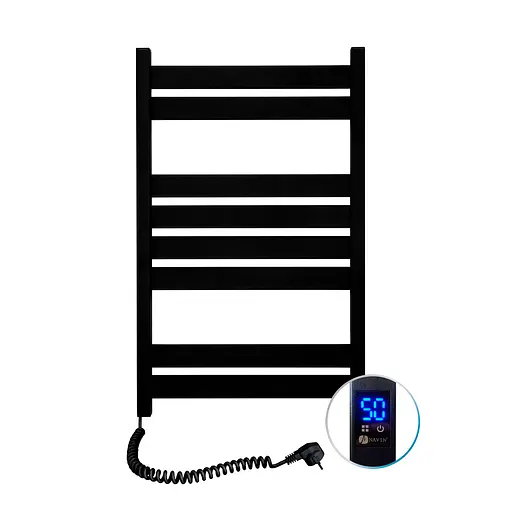 Електрична рушникосушка Navin Largo 500x800 Sensor ліва, чорний муар 12-244153-5080, Чорний матовий, Ліве, Електронний - фото 2
