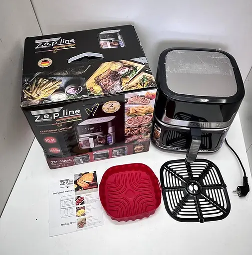 Аерофритюрниця безмасляна Zepline ZP-109A на 10.5л електрична з сенсорним керуванням 3500Вт Чорний - фото 6