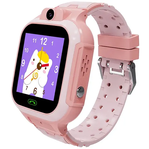 Смарт-годинник телефон дитячий LEMFO LT37 4G GPS Wi-Fi з відеодзвінком SIM-карта силіконовий ремінець Pink (18757) - фото 1