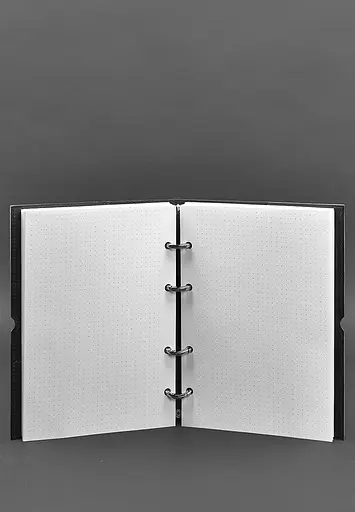 Шкіряний блокнот А5 на кільцях (софт-бук) 9.0 в м'якій чорній обкладинці - фото 4