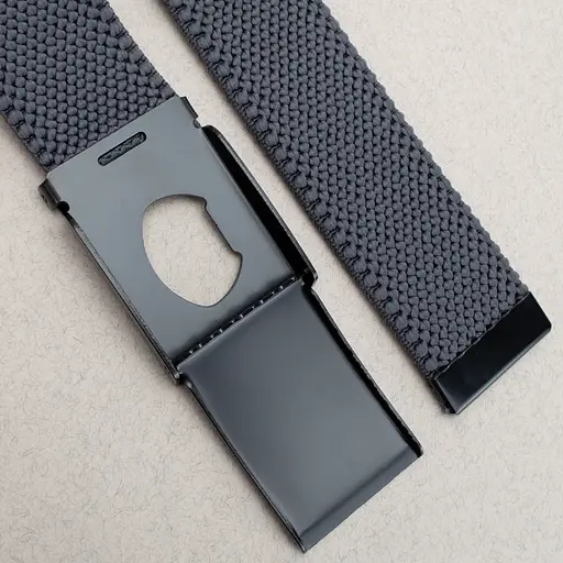 Ремень-резинка мужской на зажиме PS-40023 (115 см) серый плетеный - фото 4