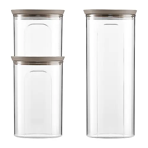 Набор из 3-х круглых герм.емкостей TOSCA бело-серый (0,7л+1,2л+2,2л) (55681) - фото 2