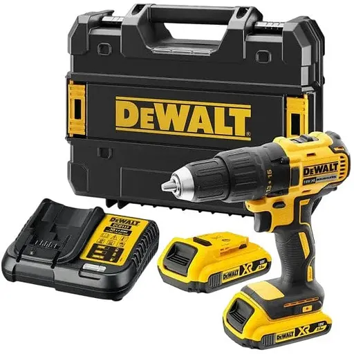 Дрель-шуруповерт бесщеточный DeWalt XR Li-Ion 18В акб 2х2 А/ч 65 Нм 500-1750 об/мин патрон 13мм ЗП кейс 1.15 кг