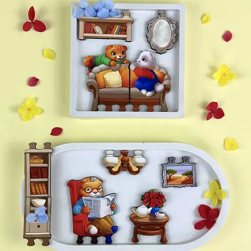 Деревяний пазл-вкладиш Котячий літній будинок (ПСД272) PSD272 - фото 4