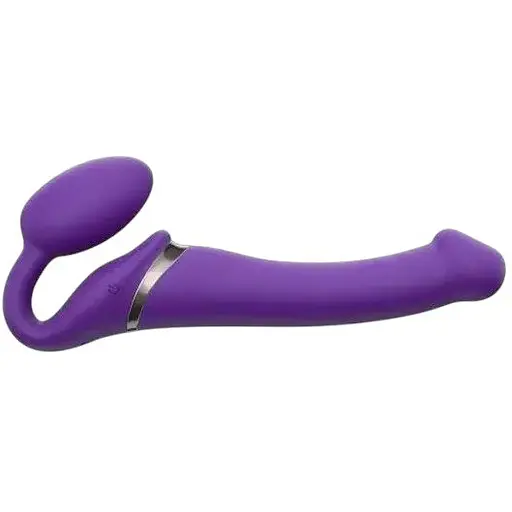 Безремневий страпон Strap-On-Me Vibrating Violet M регульований з вібрацією та з пультом ДК діаметр 3.3 см