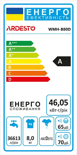 Стиральная машина Ardesto 8 кг полуавтомат 1350 A 45.5 см отжим белый - фото 4