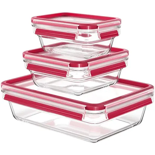 Tefal Набор контейнеров Master Seal, 3шт, жаростойкое стекло, прозрачный
