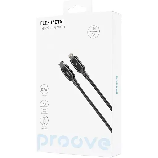 Кабель Proove Flex Metal USB-C to Lightning 27W 1m Black (CCFM27002101) [130341] - фото 2
