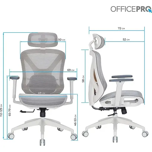 Крісло офісне Officepro Atlas OC630-W-LG-LG White/Light Gray (OC630-W-LG-LG) - фото 15