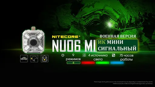 Сигнальный налобный мини фонарь Nitecore NU06 MI фонарь-маяк (красный, синий, зеленый, инфракрасный свет) - фото 7