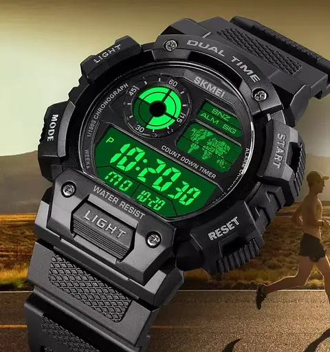 Мужские спортивные часы Skmei 1723 (Черный с белым циферблатом) - фото 3