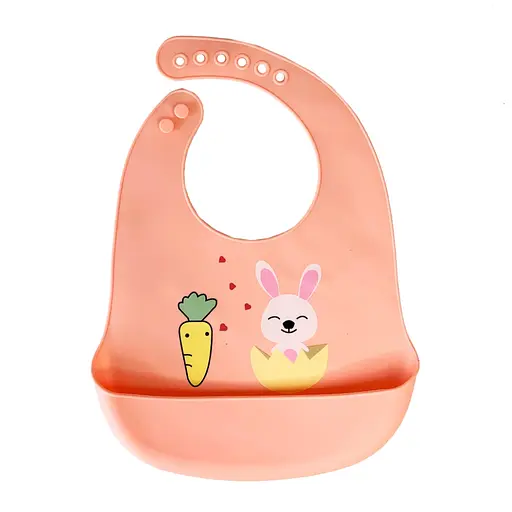 Слюнявчик силиконовый "Зайчик" MGZ-0611 (Red) с карманом