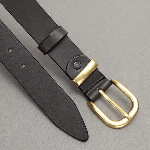 Ремінь шкіряний жіночий HC-3092 коричневий із золотою пряжкою (130 см) - фото 4