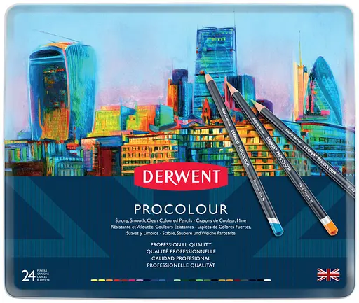 Набор цветных карандашей Procolour 24 цвета металл Derwent - фото 1