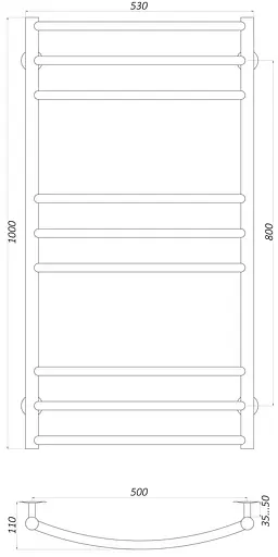 Водяна рушникосушка Unio LDE W 1000-500-9 Драбинка Дуга Еліт, Хром - фото 4