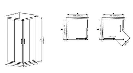 Душевая кабина без поддона Mixxus Premium Diverse SC02-90x90x195-TR хром прозрачное стекло 5 мм MI6861, Универсальная, прозрачная, хром - фото 4