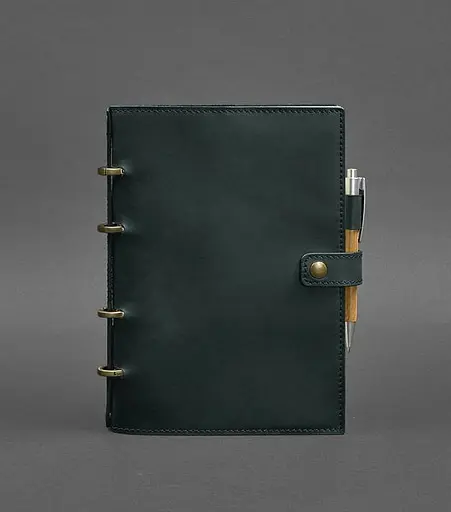 Шкіряний блокнот з датованим блоком (Софт-бук) 9.1 зелений Crazy Horse - фото 1