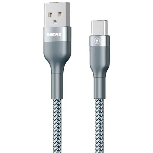 Кабель Remax Sury 2 USB 2.0 to Type-C 2.4 A 1 метр усиленный оплеткой (RC -064a-s) серый - фото 1