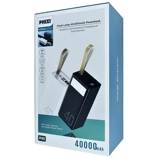 Універсальна зарядна батарея Phixi Power Bank 40000Mah (Білий) - фото 3