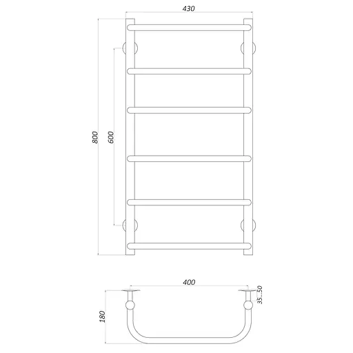 Полотенцесушитель UNIO LS W 800-400-6 Лестница Скоба (20876) - фото 4