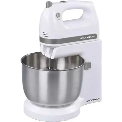 Стаціонарний ручний міксер Grunhelm GRM662B 500 Вт 3.5 л 5 швидкостей із металевою чашею Білий - фото 1