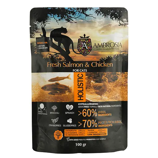 Набор дегустационного сухого корма для взрослых кошек Ambrosia Grain Free 400 г (4 шт. х 100 г) - фото 2