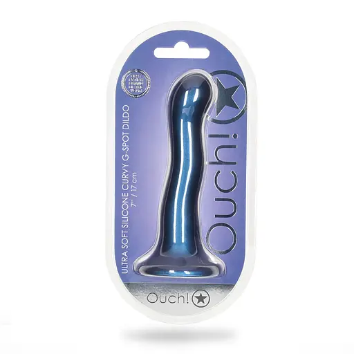 Фалоімітатор Ouch! Curvy G-Spot Dildo 7'' 18 cm (синій) - фото 11